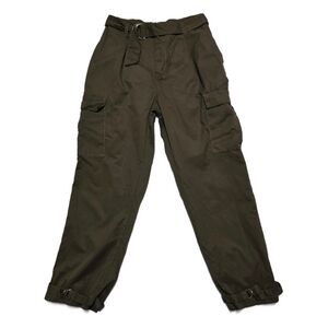 Windsor Cargo Pants Womens Small Green Belted Utility Straight Leg Pockets P4128